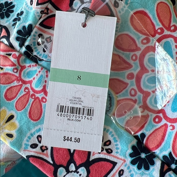 Crown and Ivy blue floral shorts scalloped hem front and back pockets size 8 - Picture 6 of 10